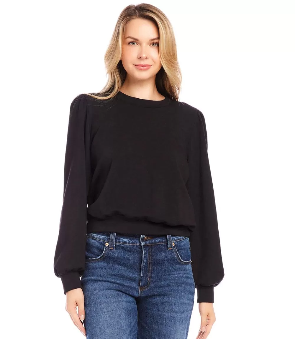 Petite Size Puff Sleeve Sweatshirt>Karen Kane Clearance