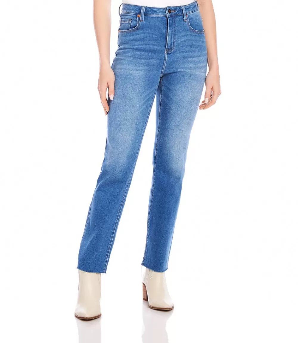 Petite Size Raw Hem Straight Jeans>Karen Kane Best