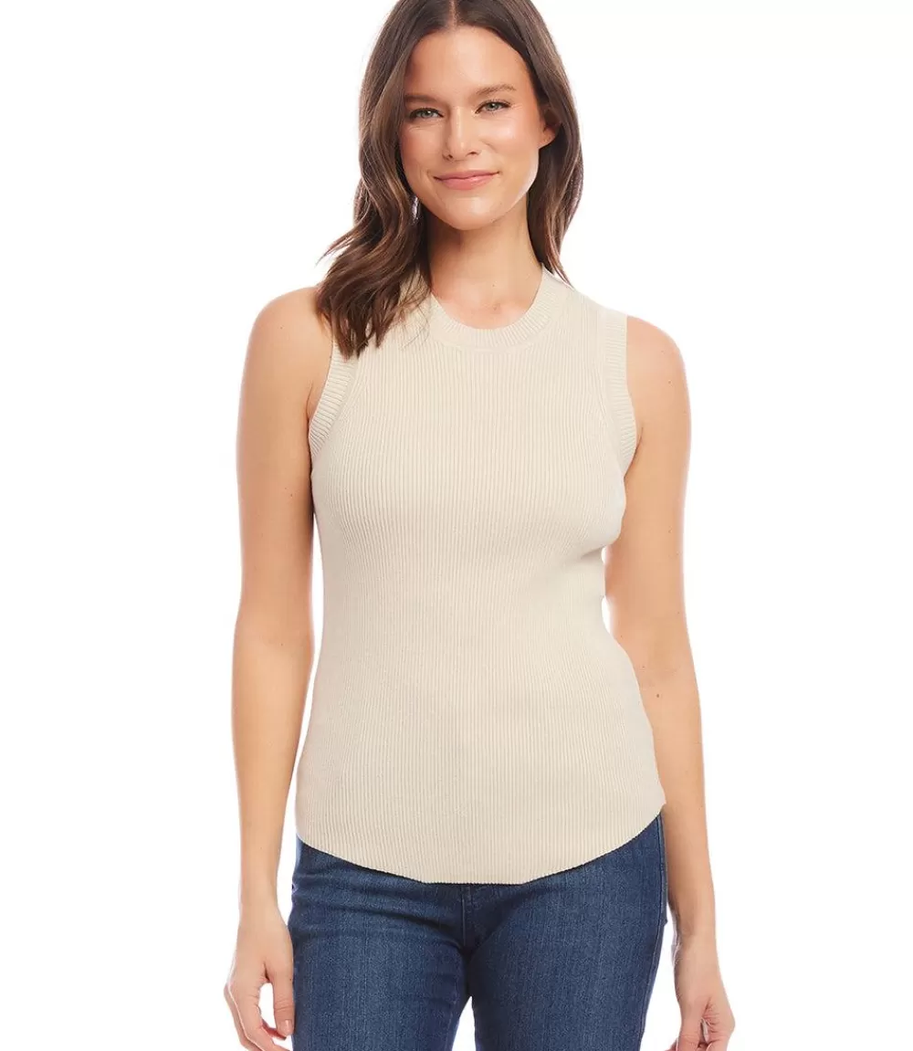 Petite Size Ribbed Sleeveless Sweater>Karen Kane Online