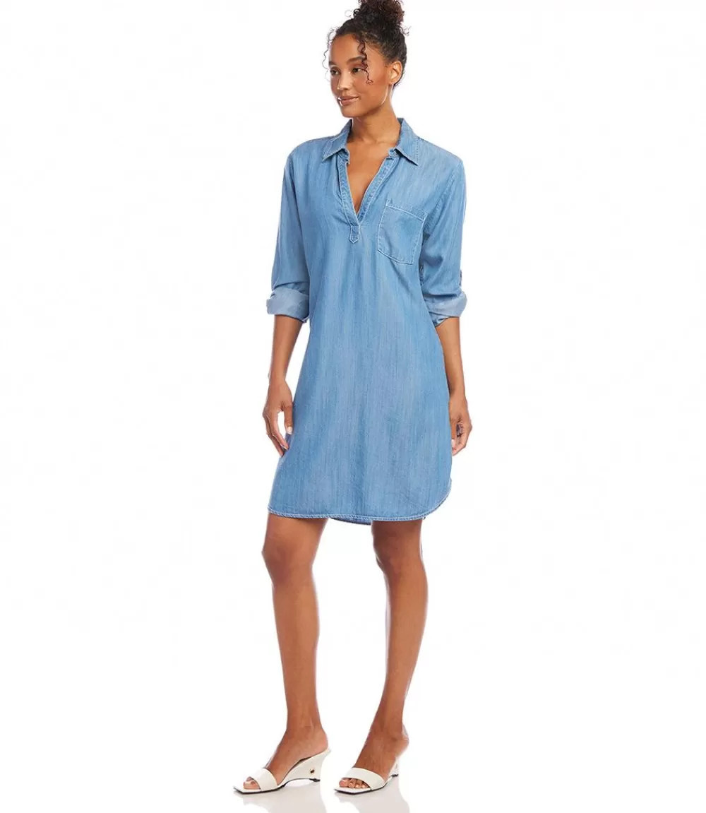 Petite Size Roll Tab Sleeve Shirtdress>Karen Kane Shop