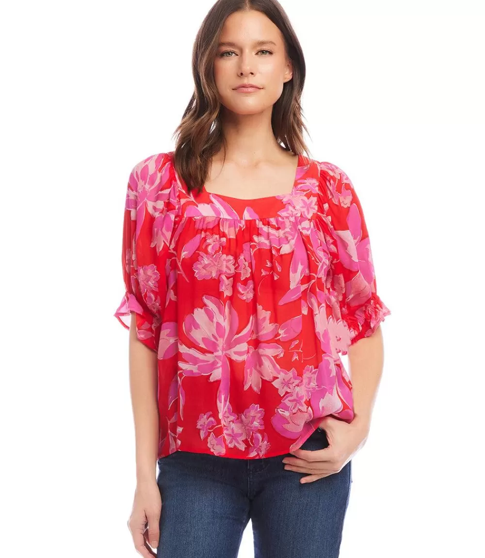 Petite Size Square Neck Top>Karen Kane Sale