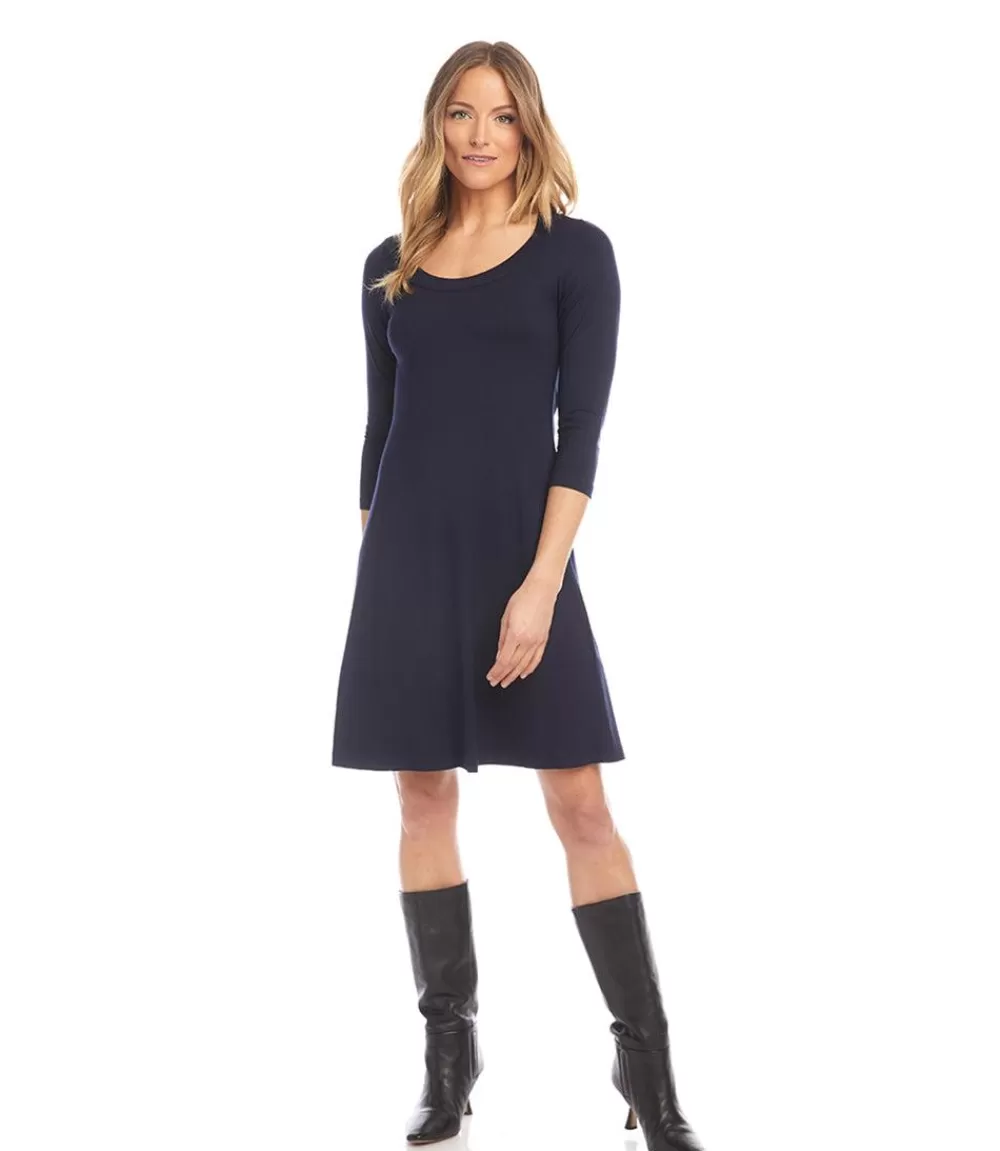 Petite Size Three Quarter Sleeve A-Line Dress>Karen Kane Best Sale