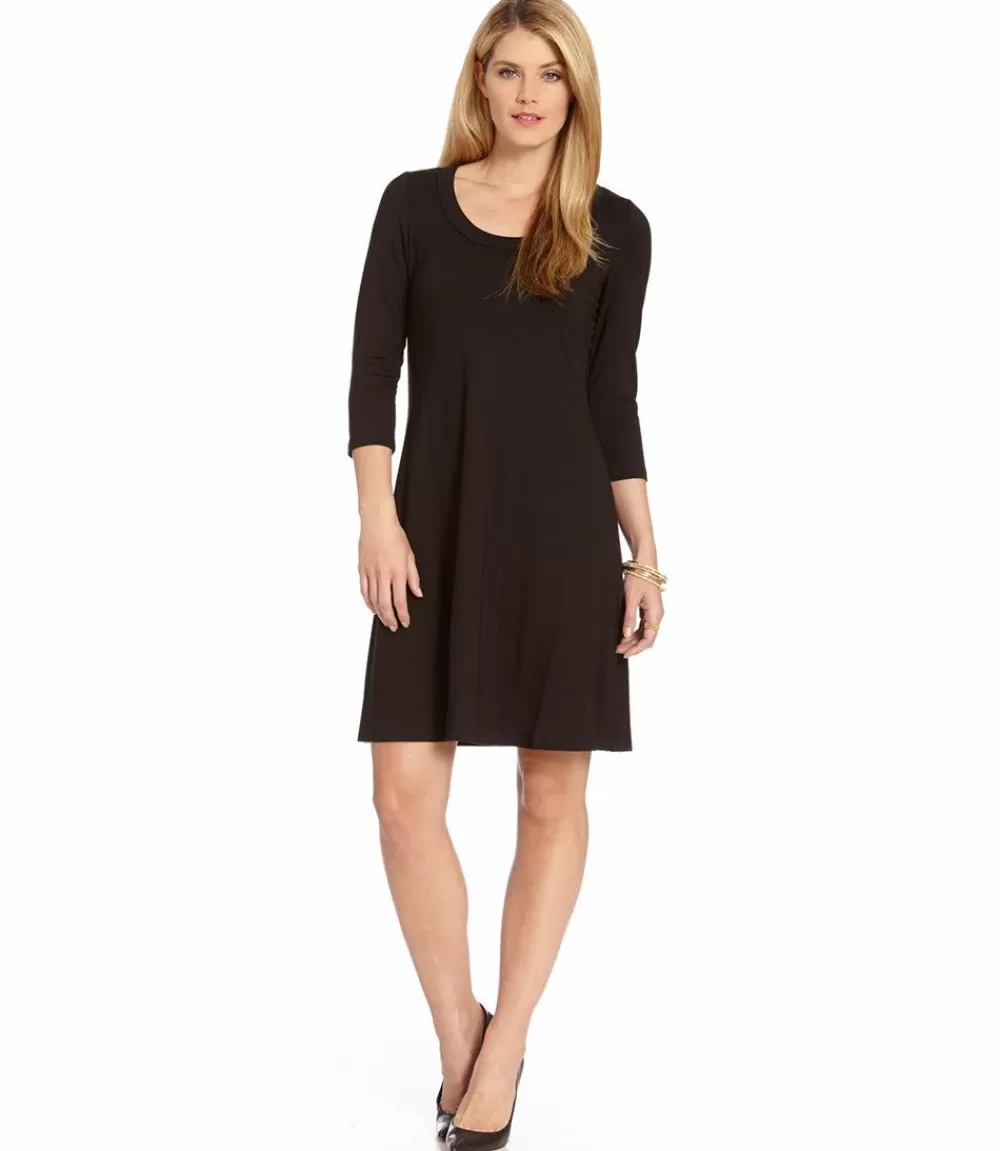 Petite Size Three Quarter Sleeve A-Line Dress>Karen Kane Online