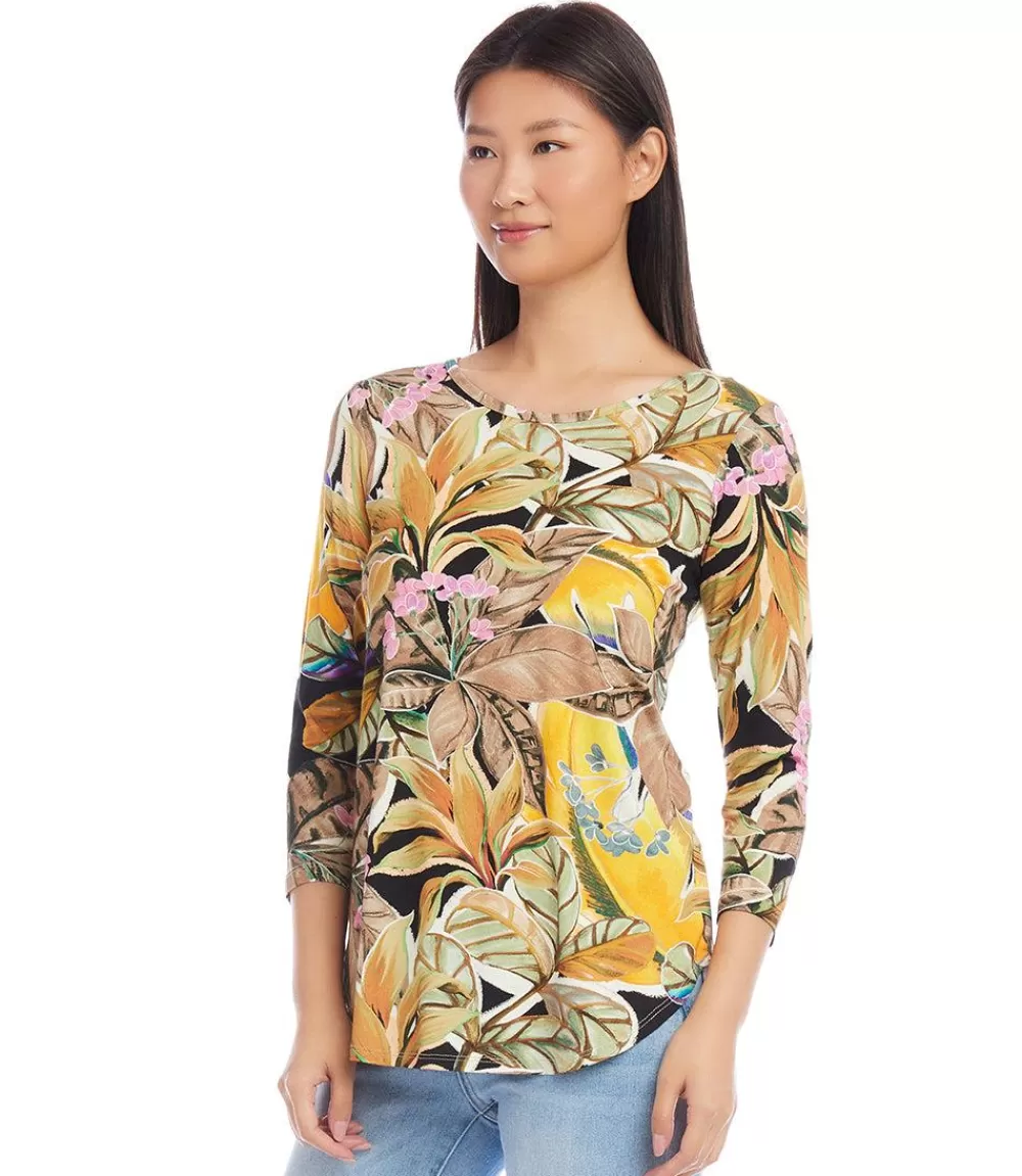 Petite Size Three Quarter Sleeve Shirttail Top>Karen Kane Flash Sale