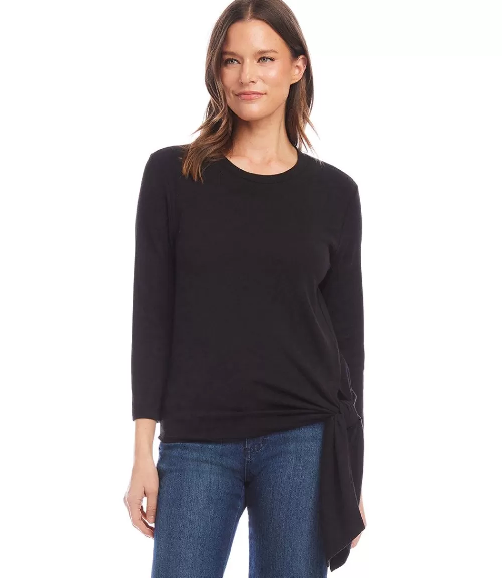 Petite Size Three Quarter Sleeve Side-Tie Top>Karen Kane Cheap