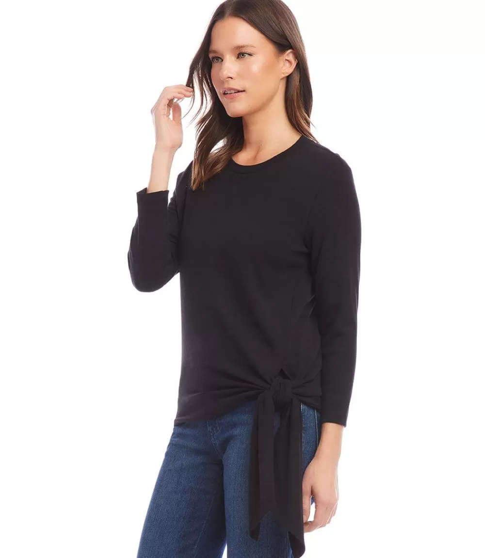 Petite Size Three Quarter Sleeve Side-Tie Top>Karen Kane Cheap