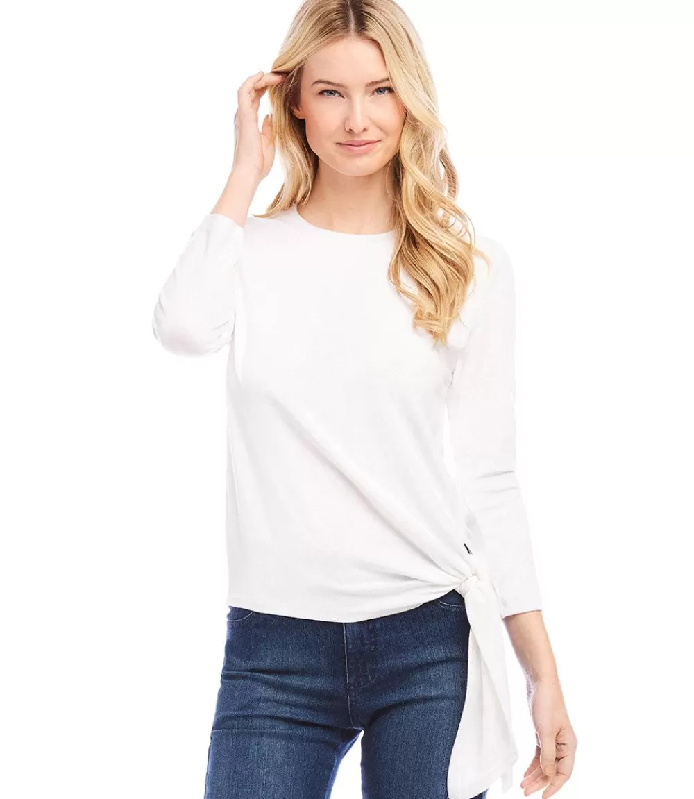 Petite Size Three Quarter Sleeve Side-Tie Top>Karen Kane Clearance