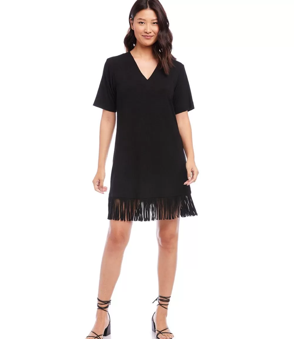 Petite Size V-Neck Fringe Dress>Karen Kane Hot