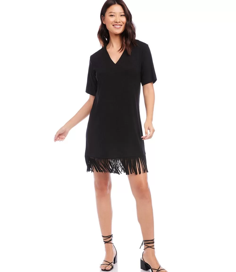 Petite Size V-Neck Fringe Dress>Karen Kane Hot