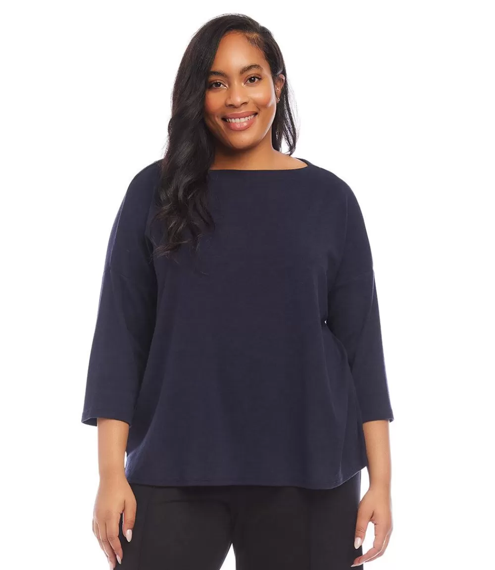 Plus Size 3/4 Sleeve Boatneck Top>Karen Kane Best Sale