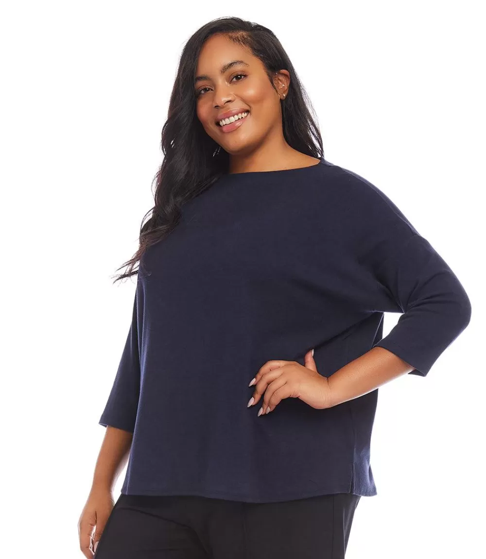 Plus Size 3/4 Sleeve Boatneck Top>Karen Kane Best Sale