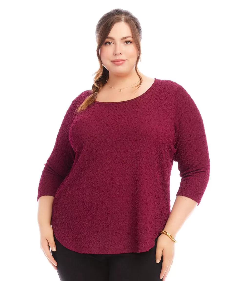 Plus Size 3/4 Sleeve Shirttail Top>Karen Kane Online