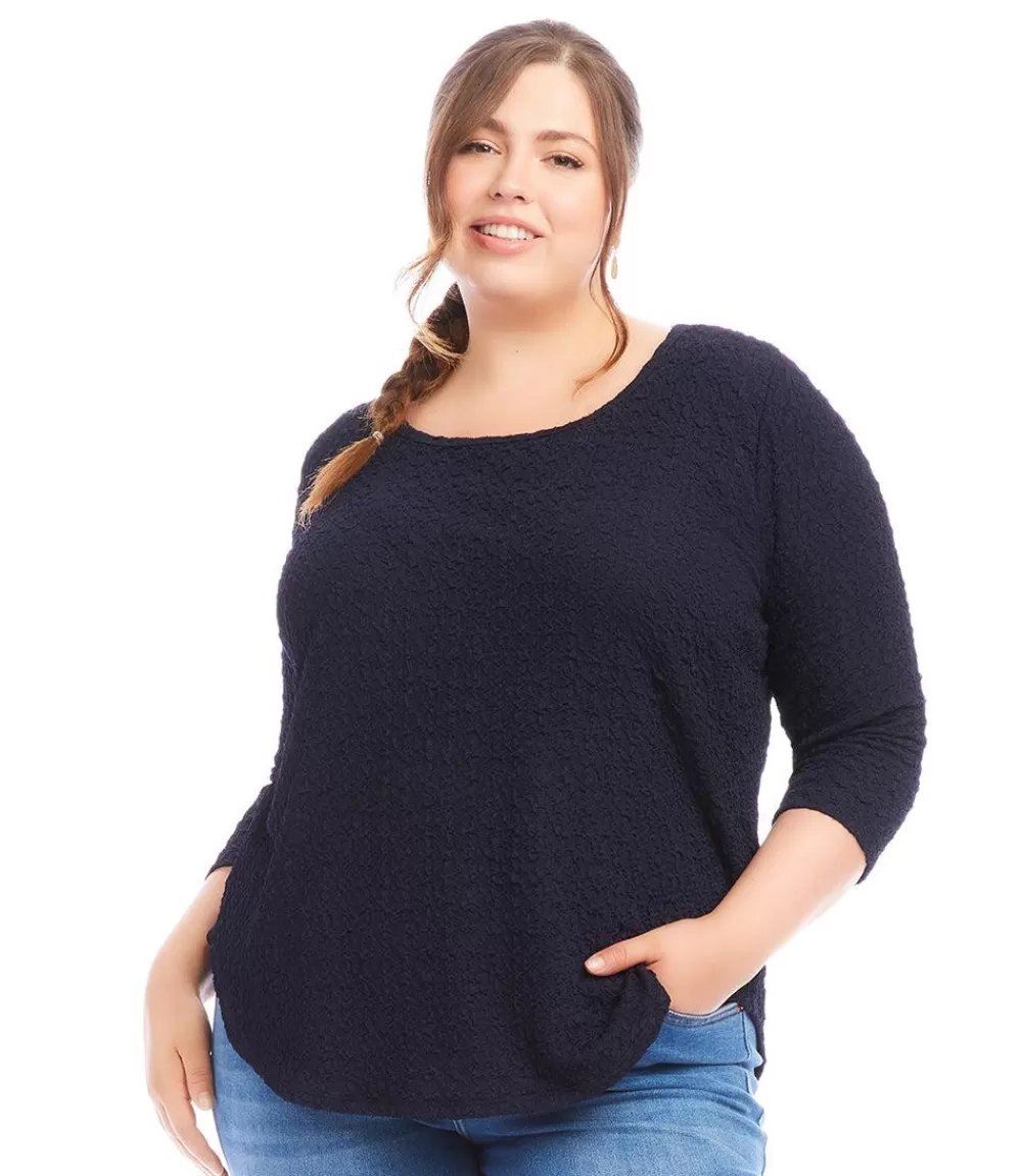 Plus Size 3/4 Sleeve Shirttail Top>Karen Kane Cheap