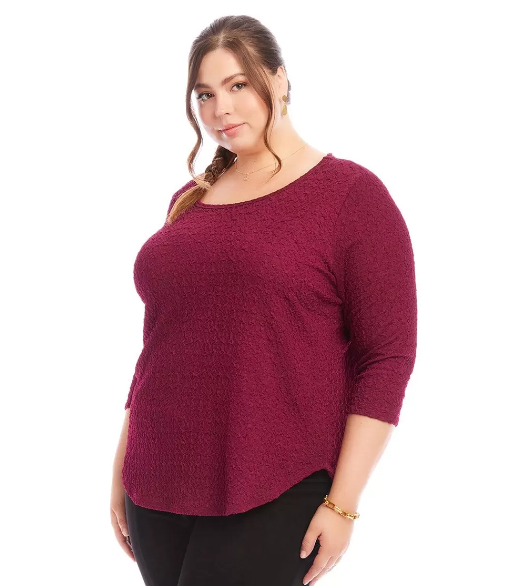 Plus Size 3/4 Sleeve Shirttail Top>Karen Kane Online