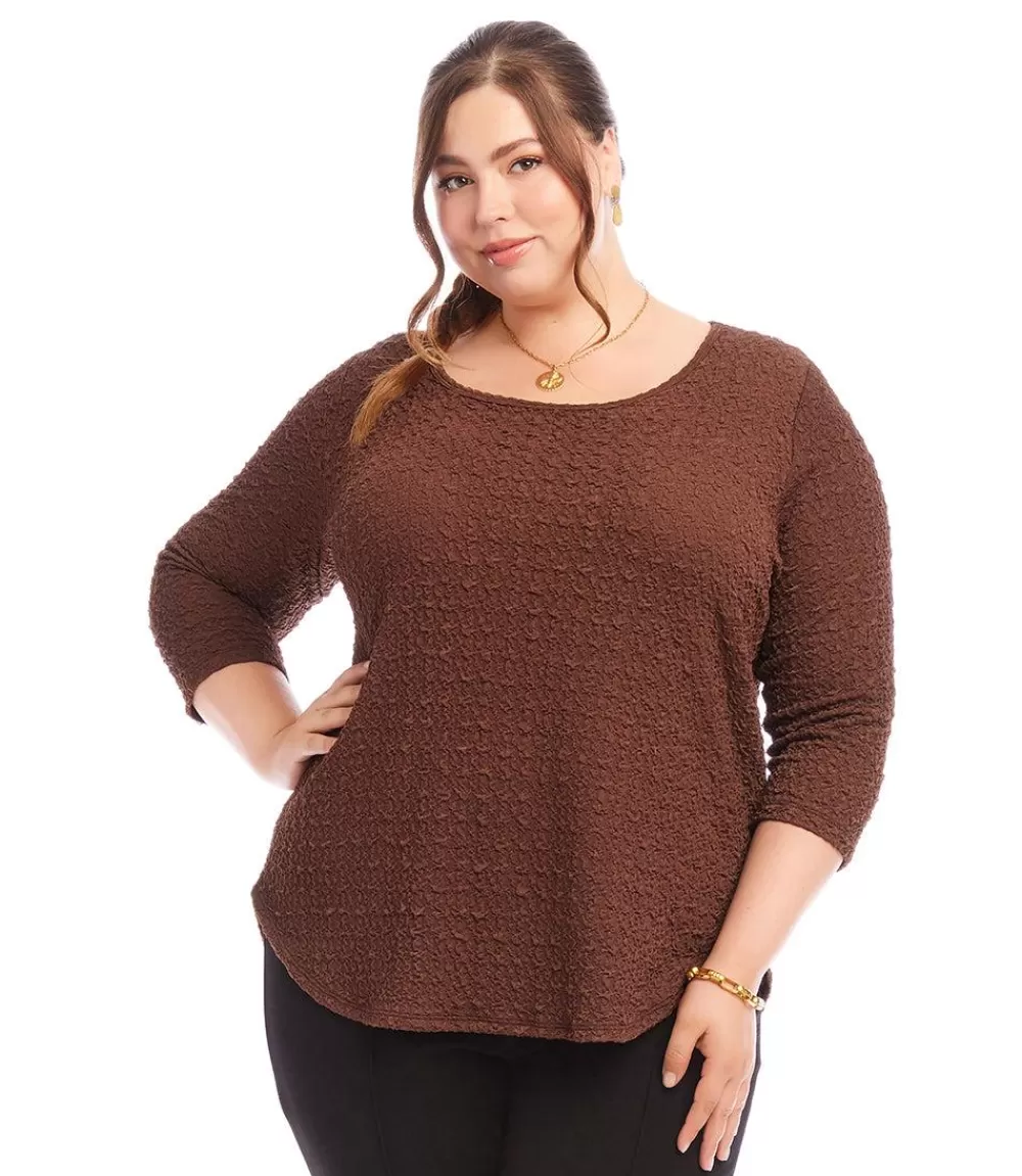 Plus Size 3/4 Sleeve Shirttail Top>Karen Kane Hot