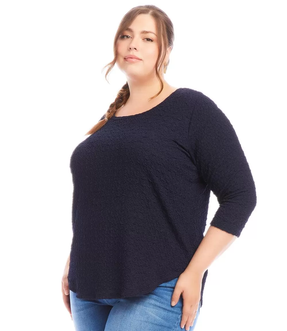 Plus Size 3/4 Sleeve Shirttail Top>Karen Kane Cheap