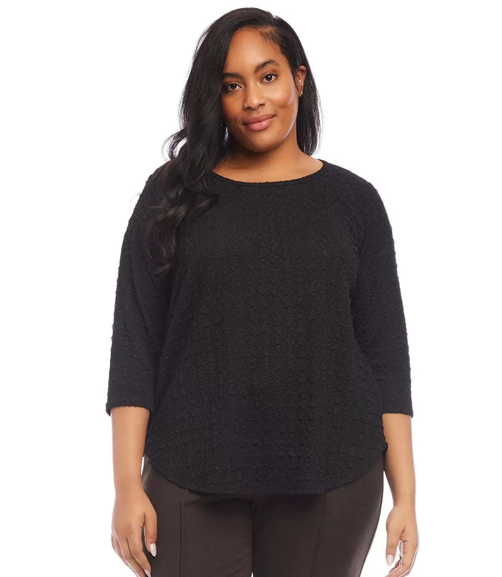 Plus Size 3/4 Sleeve Shirttail Top>Karen Kane Clearance