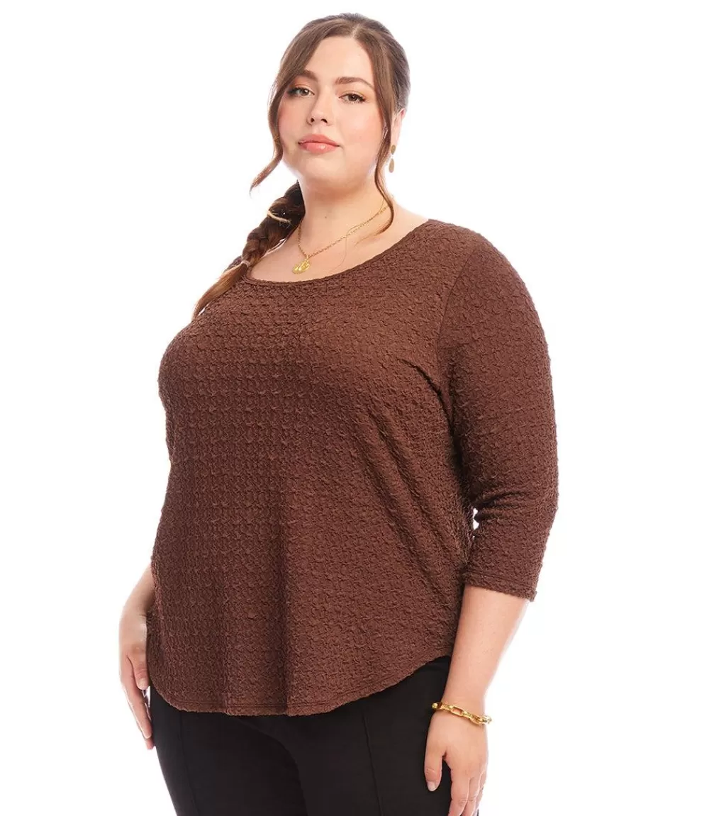 Plus Size 3/4 Sleeve Shirttail Top>Karen Kane Hot