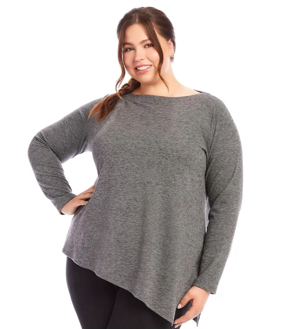 Plus Size Asymmetric Boatneck Top>Karen Kane Shop