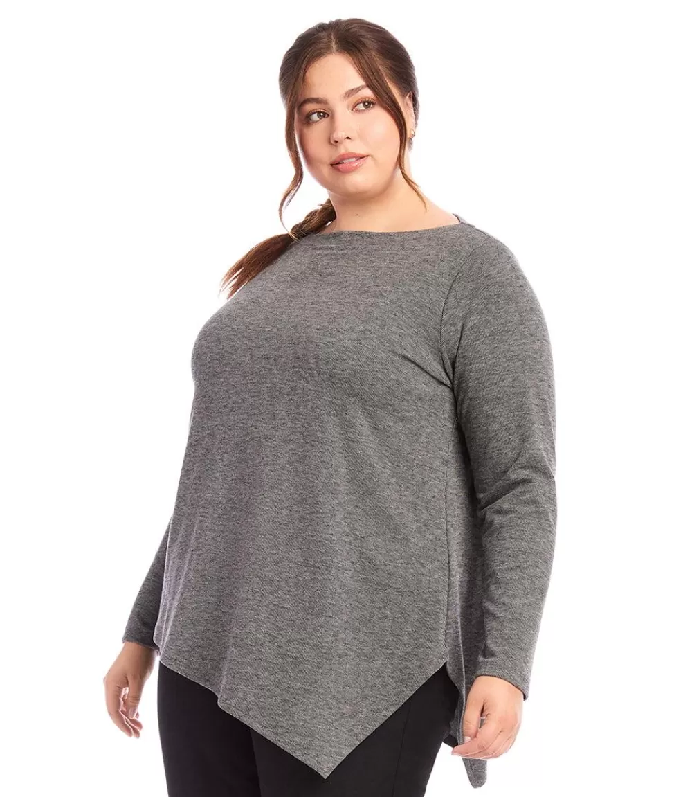 Plus Size Asymmetric Boatneck Top>Karen Kane Shop