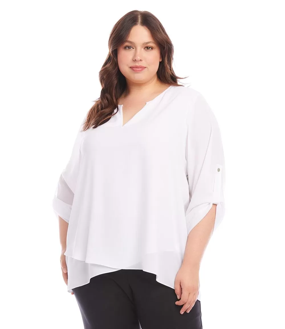 Plus Size Asymmetric Hem Wrap Top>Karen Kane Cheap