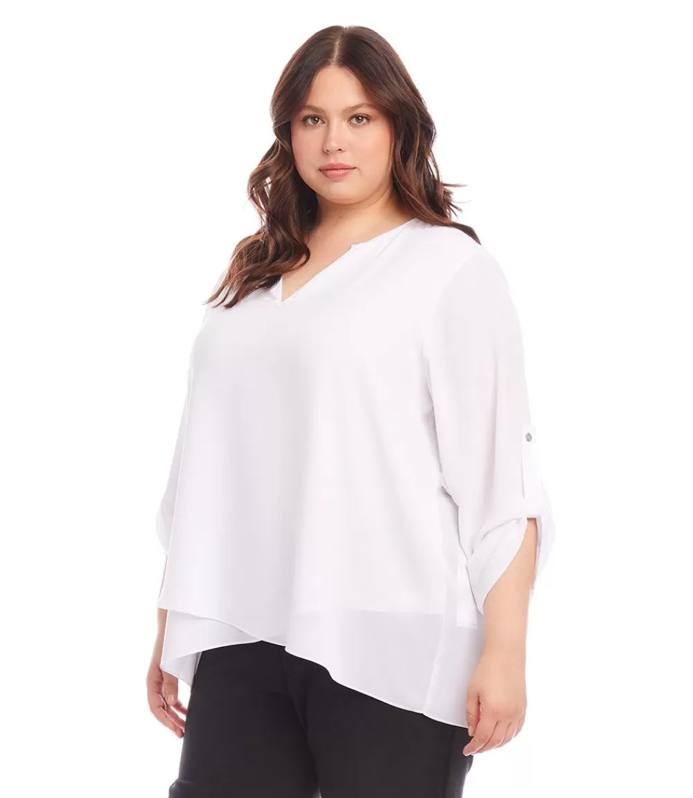 Plus Size Asymmetric Hem Wrap Top>Karen Kane Cheap