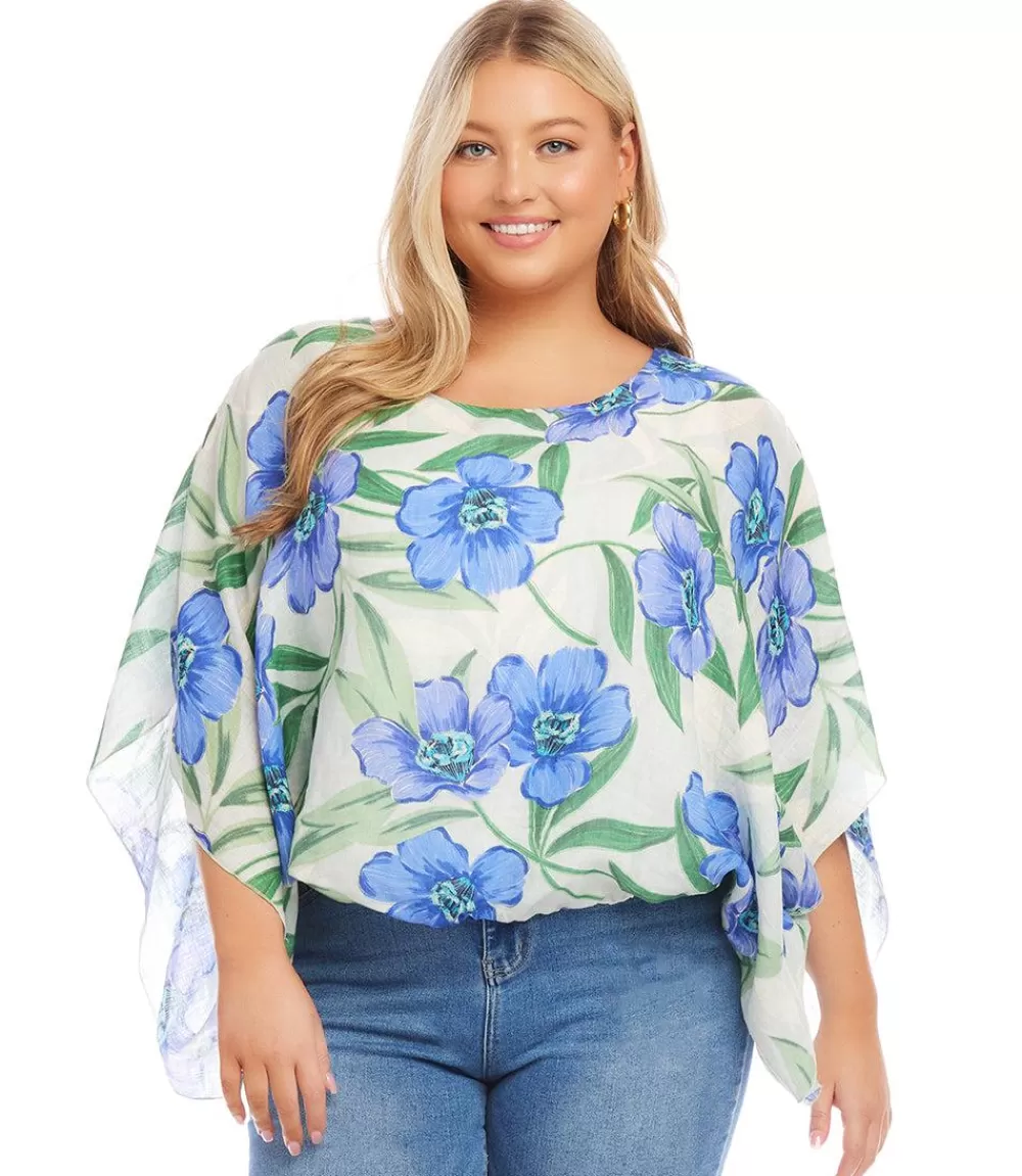 Plus Size Blouson Scarf Top>Karen Kane Sale