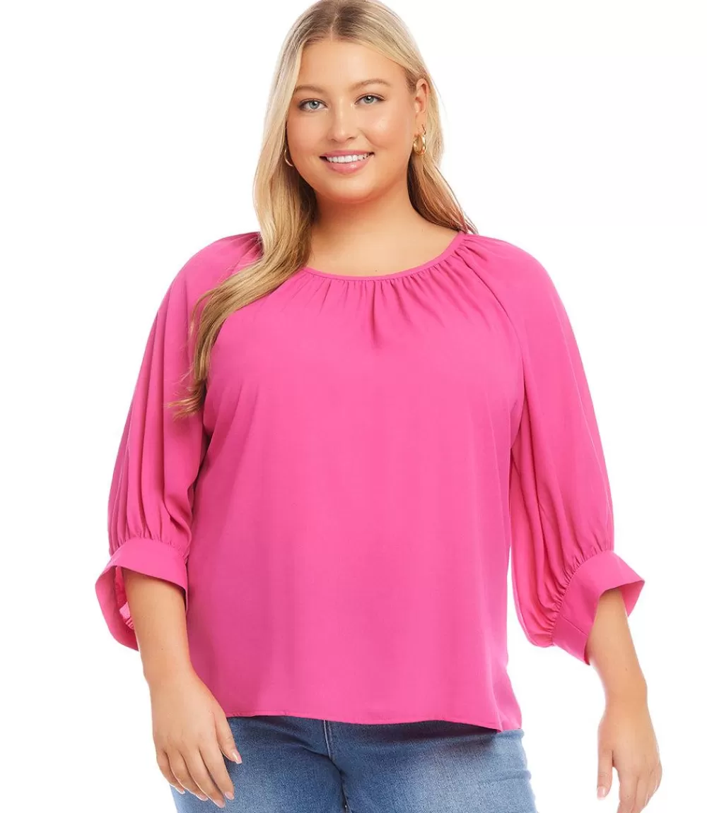 Plus Size Blouson Sleeve Top>Karen Kane Fashion