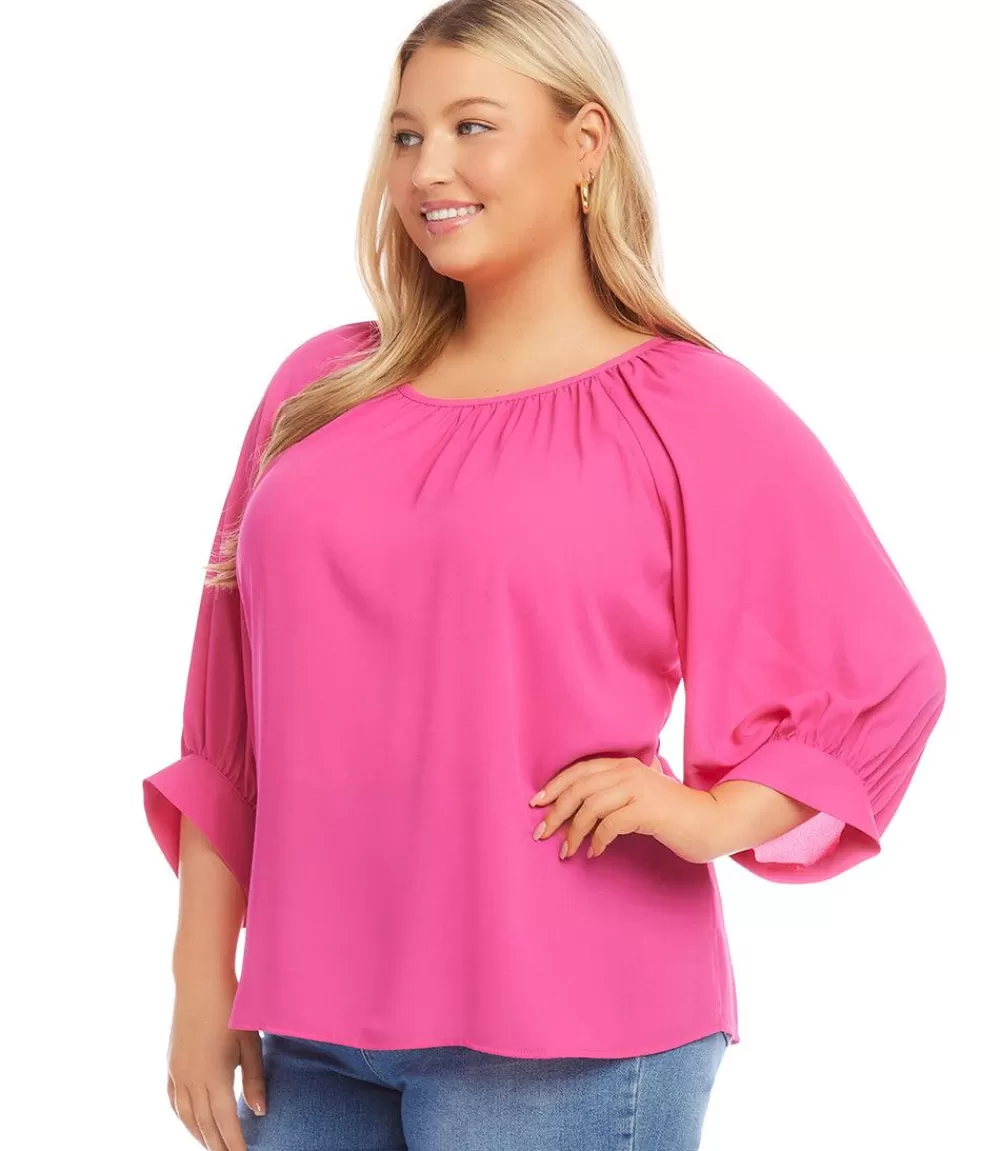 Plus Size Blouson Sleeve Top>Karen Kane Fashion