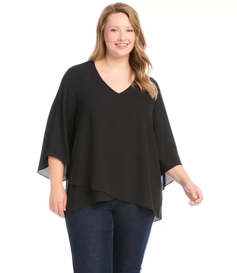 Plus Size Bracelet Sleeve Asymmetric Top>Karen Kane Sale