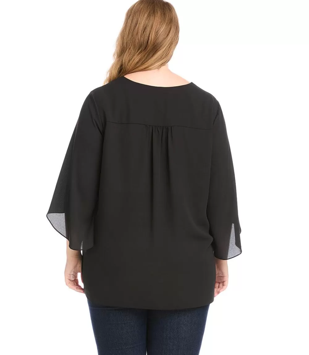 Plus Size Bracelet Sleeve Asymmetric Top>Karen Kane Sale