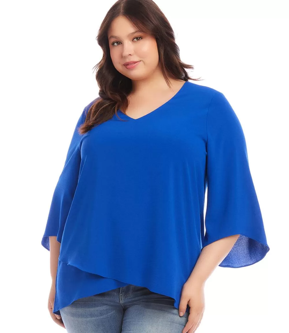 Plus Size Bracelet Sleeve Asymmetric Top>Karen Kane Flash Sale