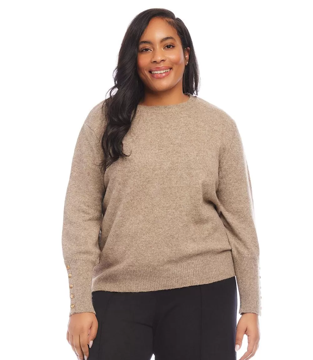 Plus Size Button Sleeve Sweater>Karen Kane Sale