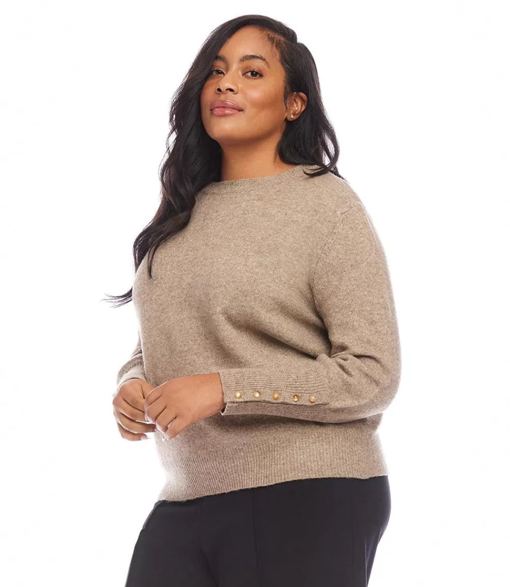 Plus Size Button Sleeve Sweater>Karen Kane Sale