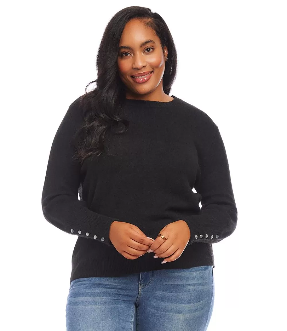 Plus Size Button Sleeve Sweater>Karen Kane Cheap