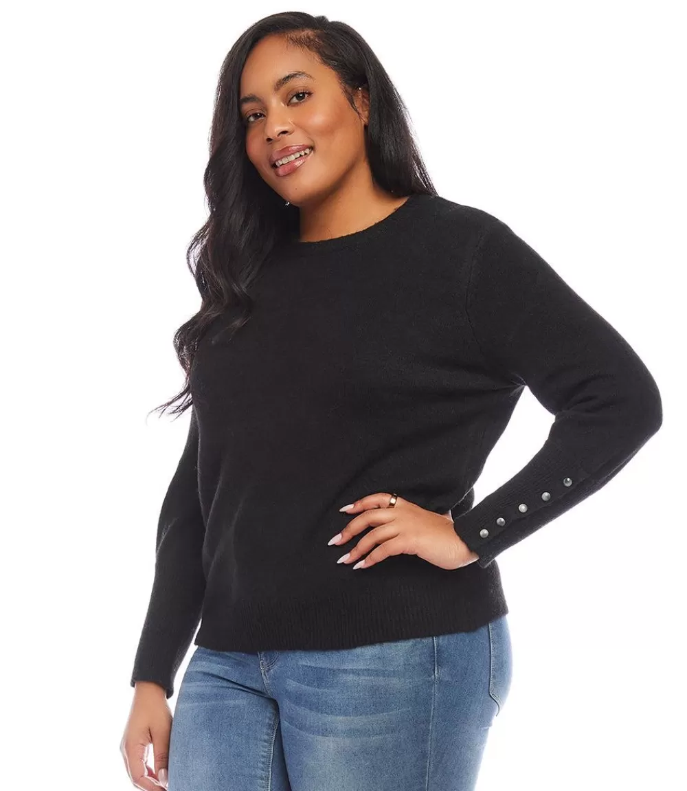 Plus Size Button Sleeve Sweater>Karen Kane Cheap