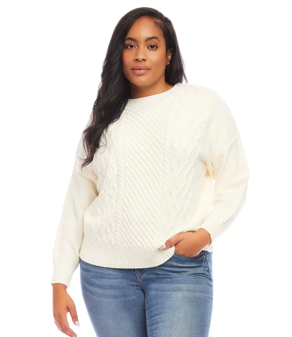 Plus Size Cable Knit Sweater>Karen Kane Cheap