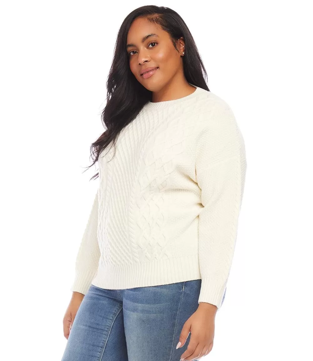 Plus Size Cable Knit Sweater>Karen Kane Cheap