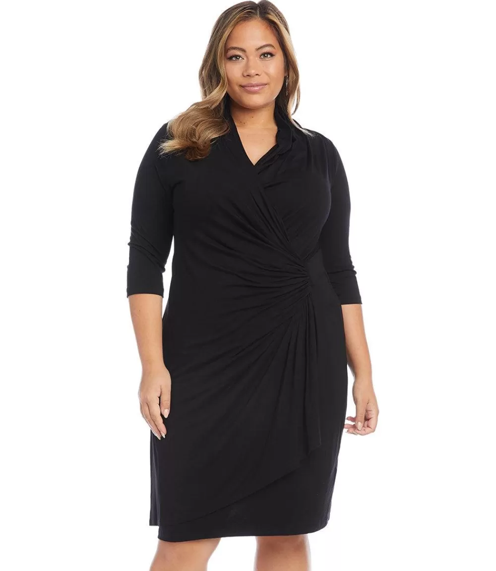 Plus Size Cascade Wrap Dress>Karen Kane Cheap