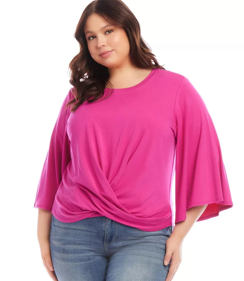 Plus Size Drape Front Top>Karen Kane Fashion