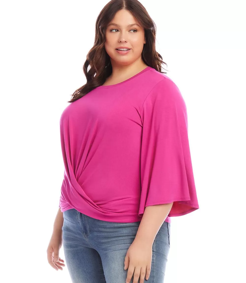 Plus Size Drape Front Top>Karen Kane Fashion