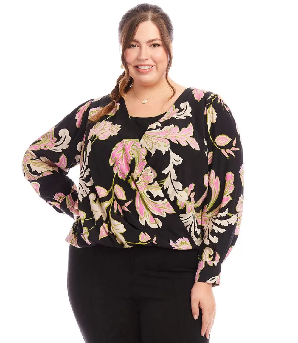 Plus Size Drape Front Top>Karen Kane Online