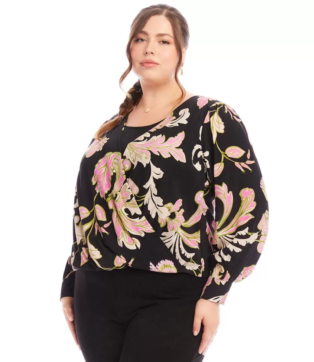 Plus Size Drape Front Top>Karen Kane Online