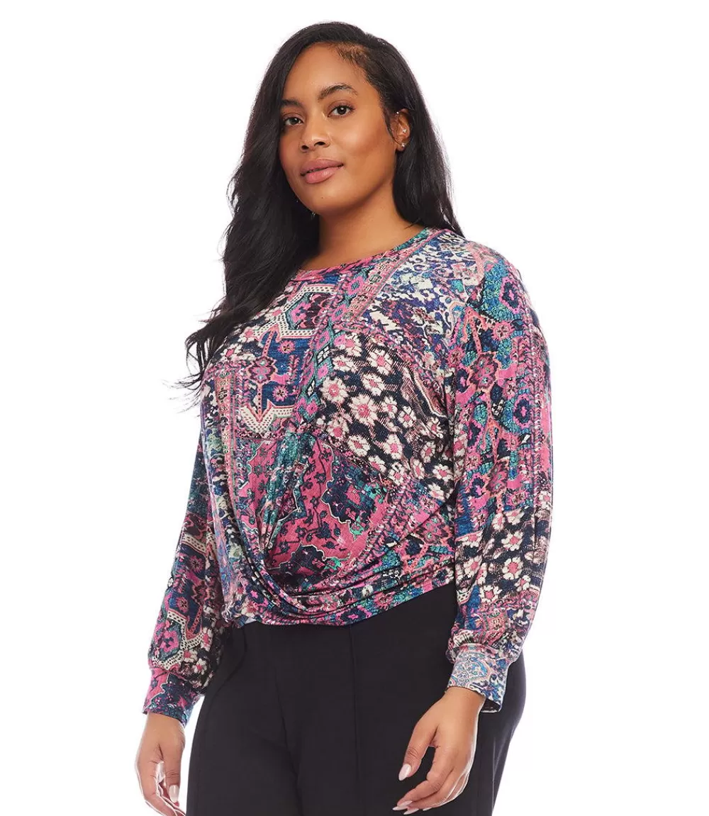 Plus Size Drape Front Top>Karen Kane Cheap