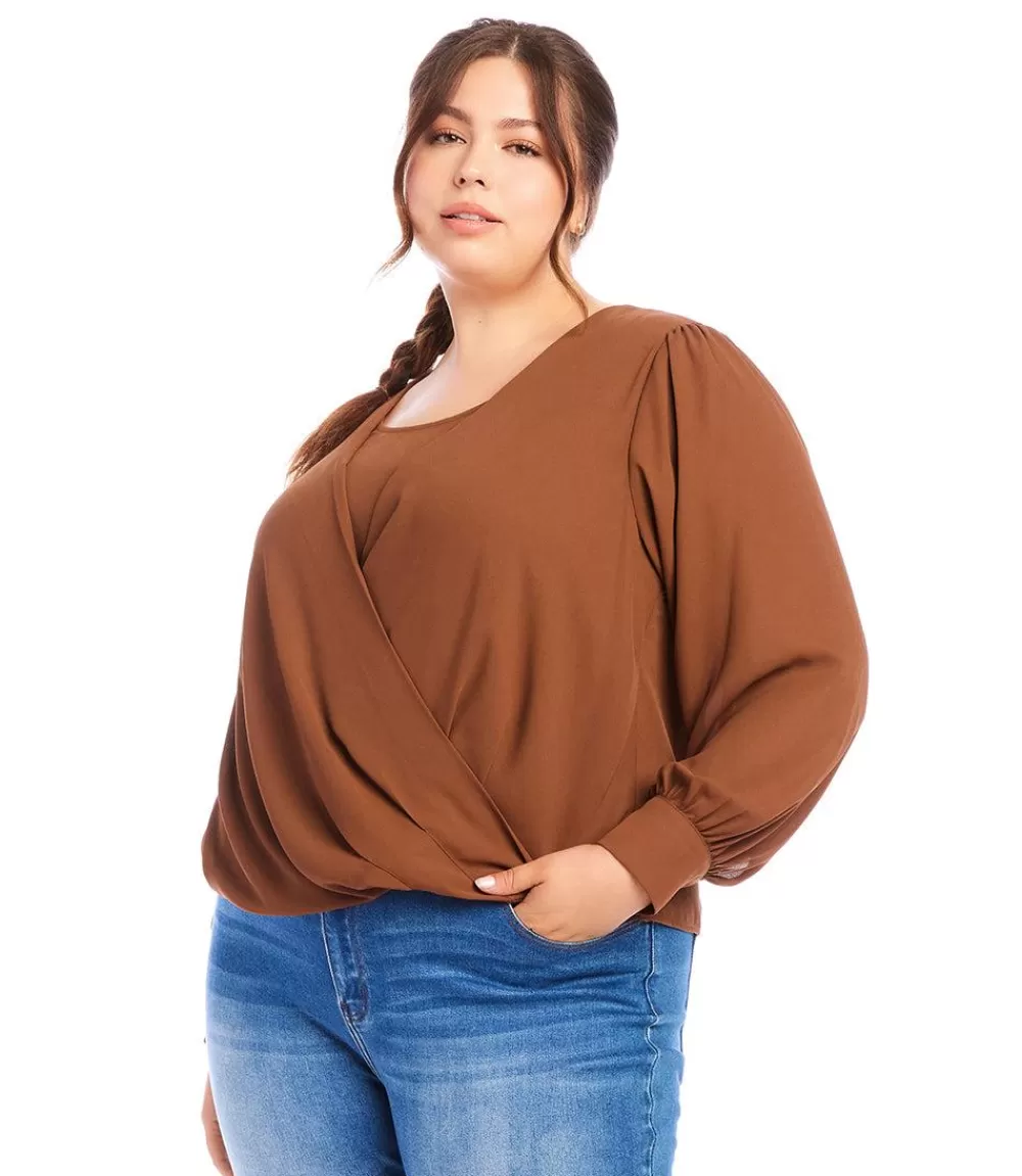 Plus Size Drape Front Top>Karen Kane Best Sale