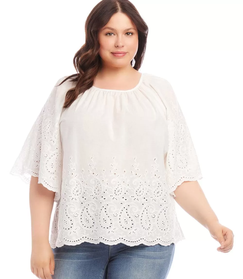 Plus Size Embroidered Peasant Top>Karen Kane Hot