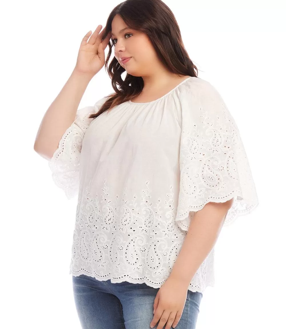 Plus Size Embroidered Peasant Top>Karen Kane Hot