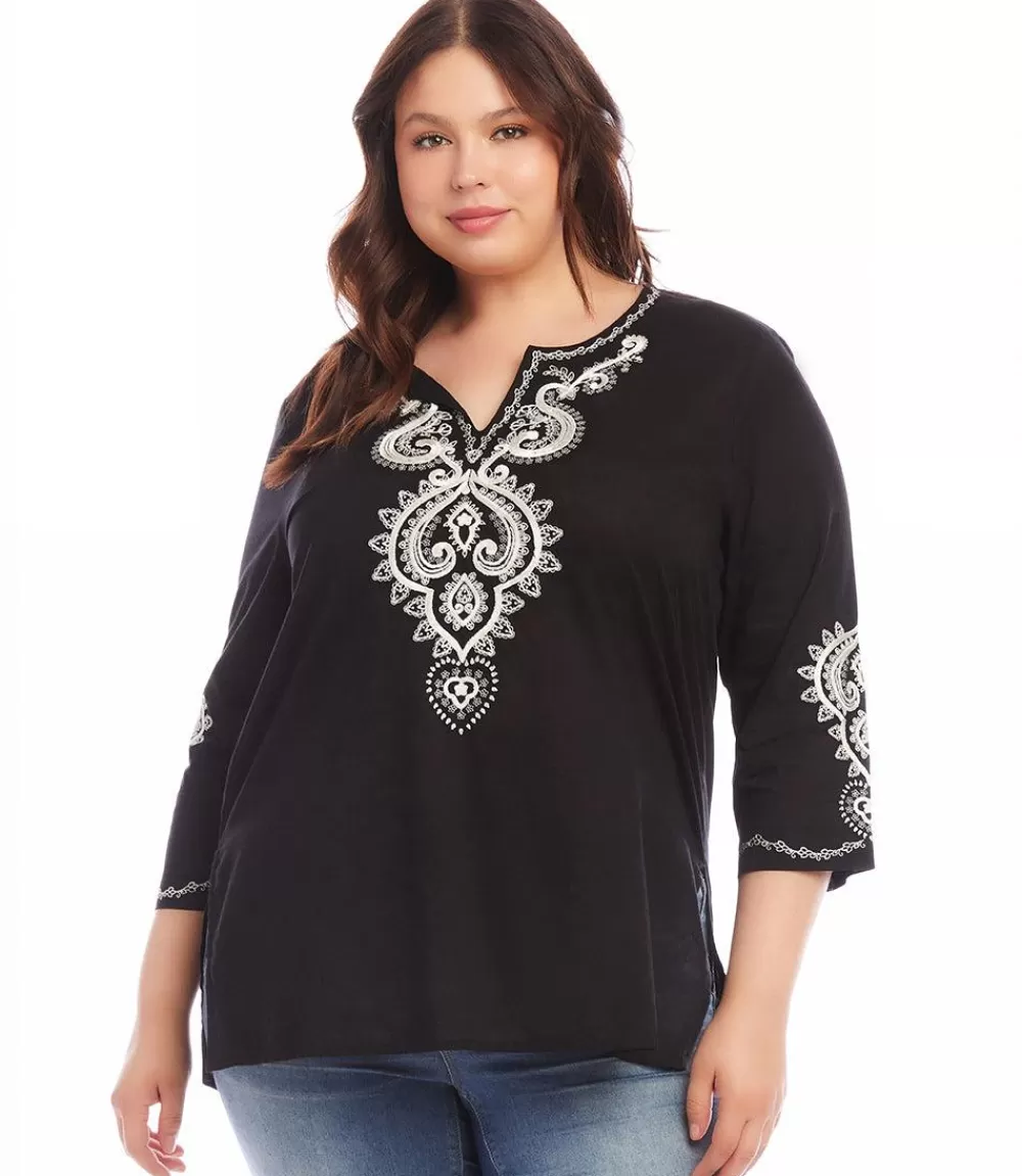 Plus Size Embroidered Tunic>Karen Kane Cheap