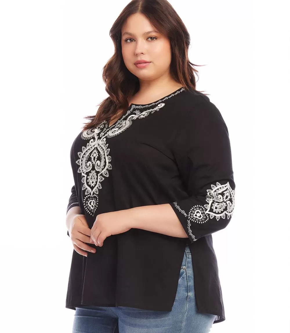 Plus Size Embroidered Tunic>Karen Kane Cheap