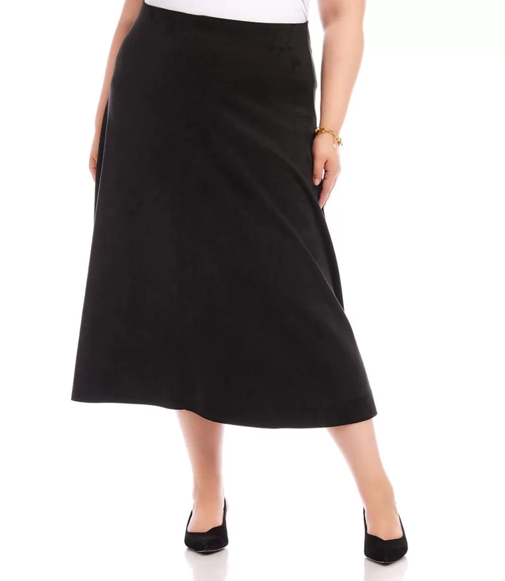 Plus Size Faux Suede Midi Skirt>Karen Kane Online